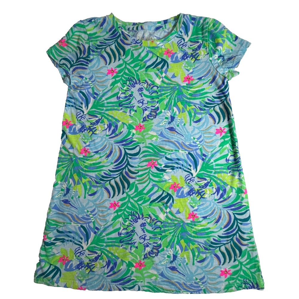 Lilly Pulitzer Girls S (4-5) A-line Cap Sleeved Play Dress Tropical Resortwear